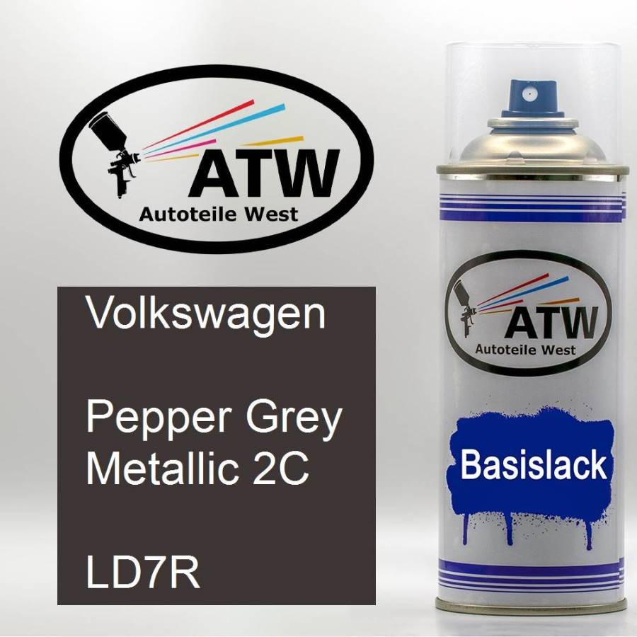 Volkswagen, Pepper Grey Metallic 2C, LD7R: 400ml Sprühdose, von ATW Autoteile West.